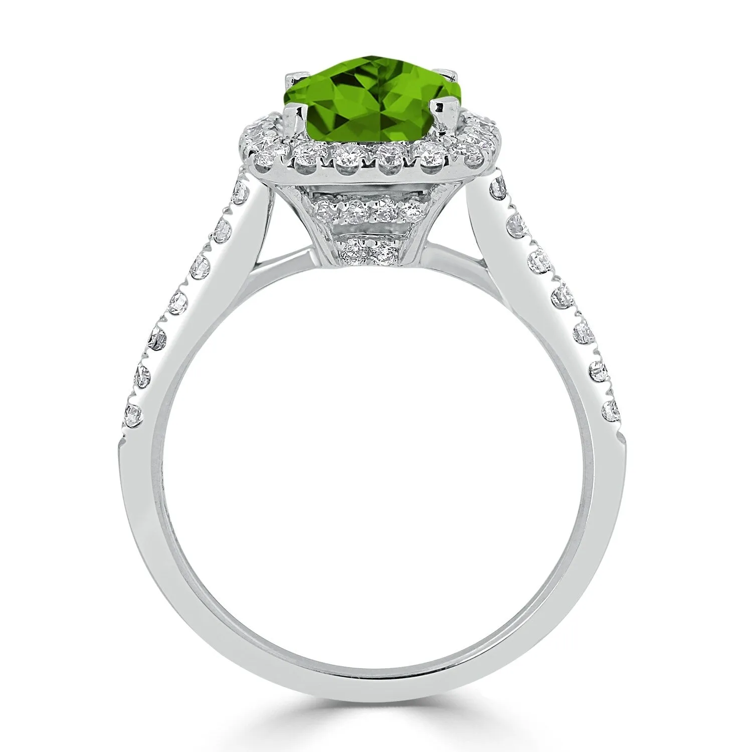 Auriya 1 1/4ct Cushion-cut Peridot and Halo Diamond Engagement Ring 1/2cttw 14k Gold sold by Zulily product image thumbnail 5