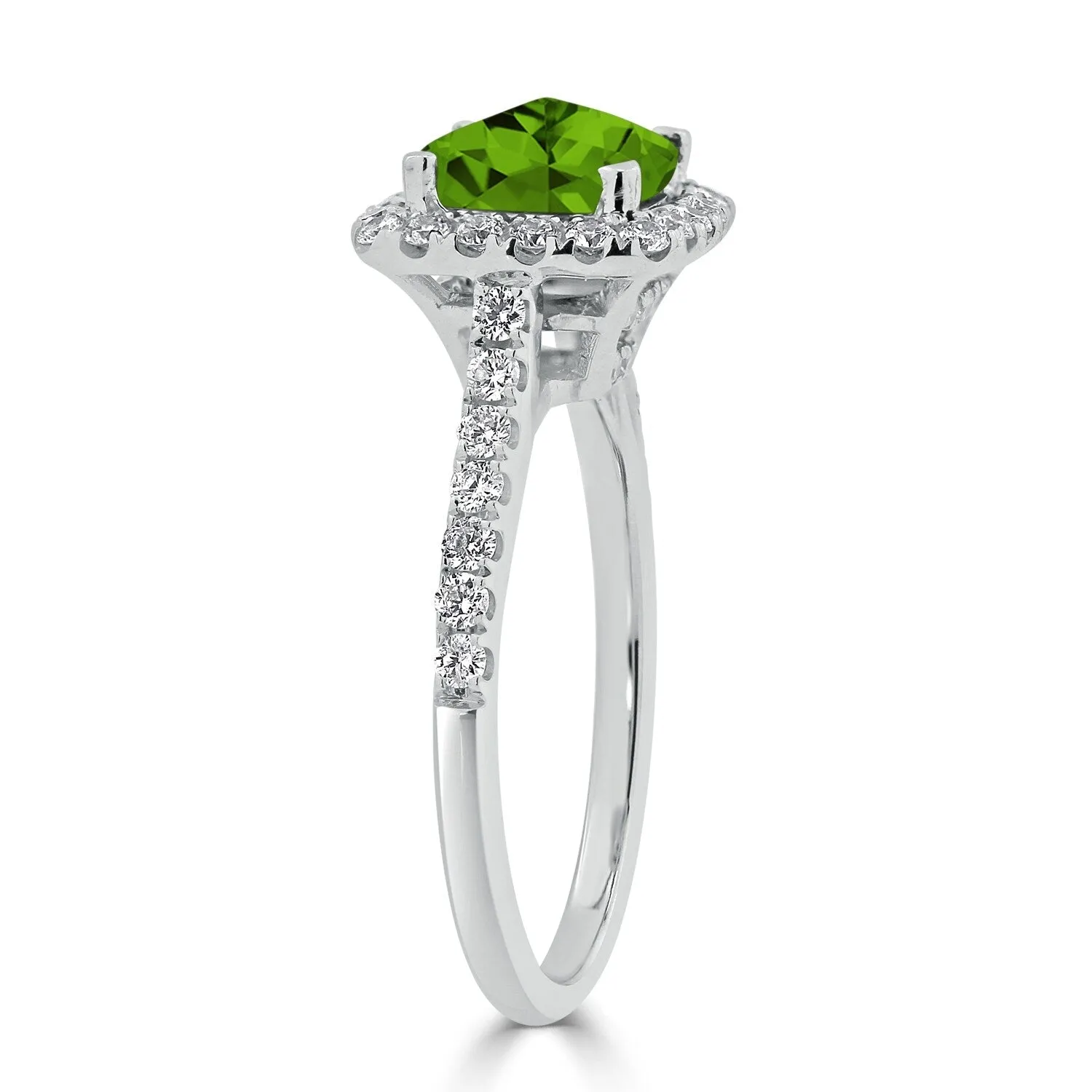 Auriya 1 1/4ct Cushion-cut Peridot and Halo Diamond Engagement Ring 1/2cttw 14k Gold sold by Zulily product image thumbnail 4