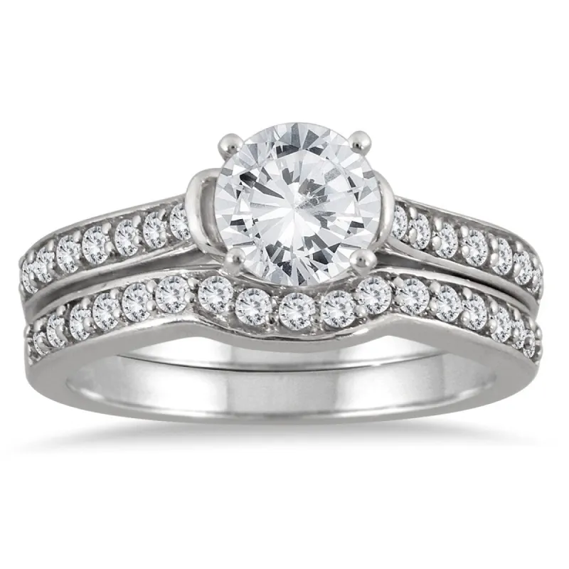 AGS Certified 1 1/2 Carat TW Diamond Bridal Set in 14K White Gold (J-K Color, I2-I3 Clarity) sold by Zulily