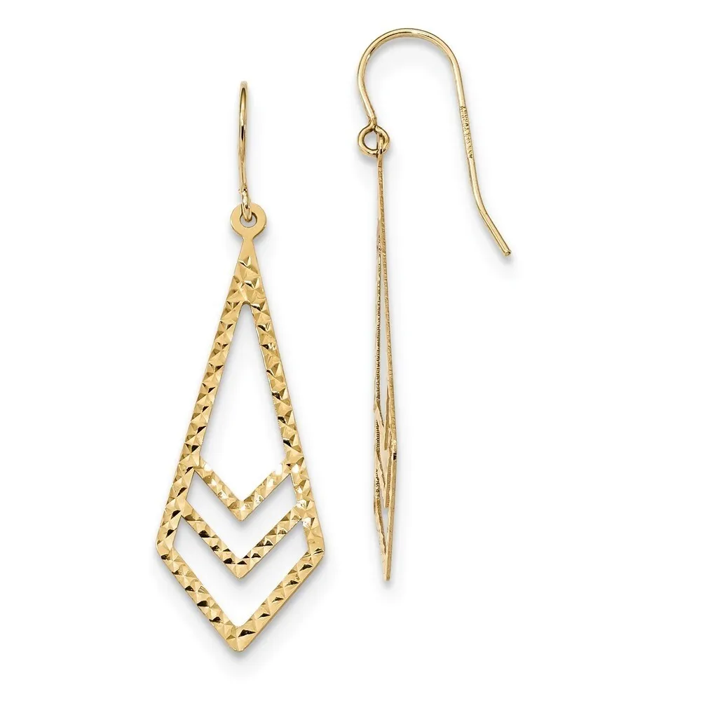 Curata 14k Yellow Gold 43x13mm Textured Medallion Dangle Hook Earrings sold by Zulily