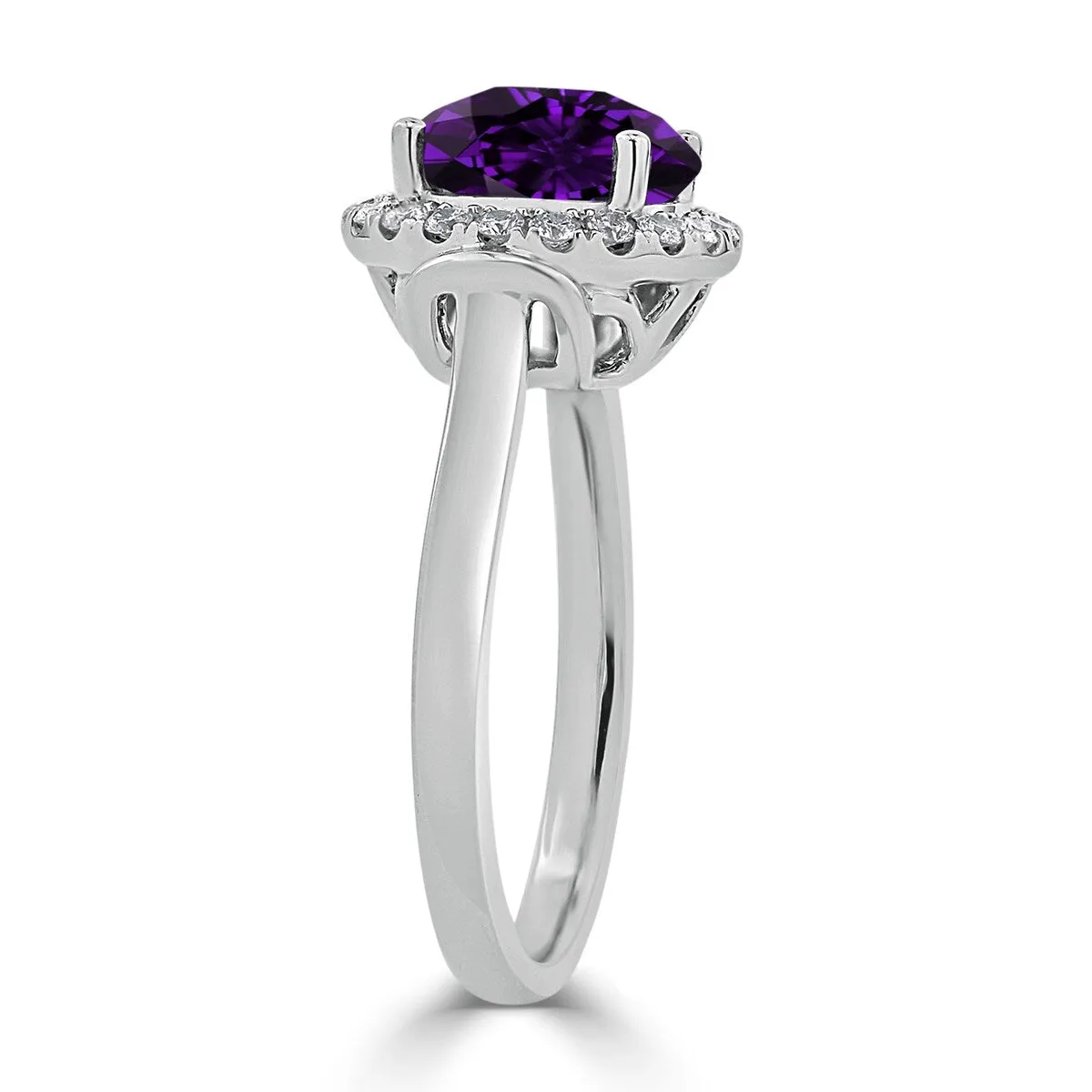 Auriya 2 1/5ct Round Purple Amethyst and Halo Diamond Engagement Ring 1/4ctw 14k Gold sold by Zulily product image thumbnail 4