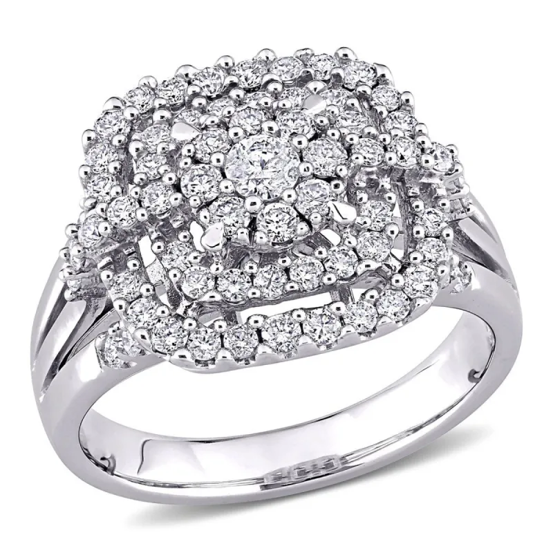 Miadora 14k White Gold 1ct TDW Diamond Composite Halo Engagement Ring sold by Zulily