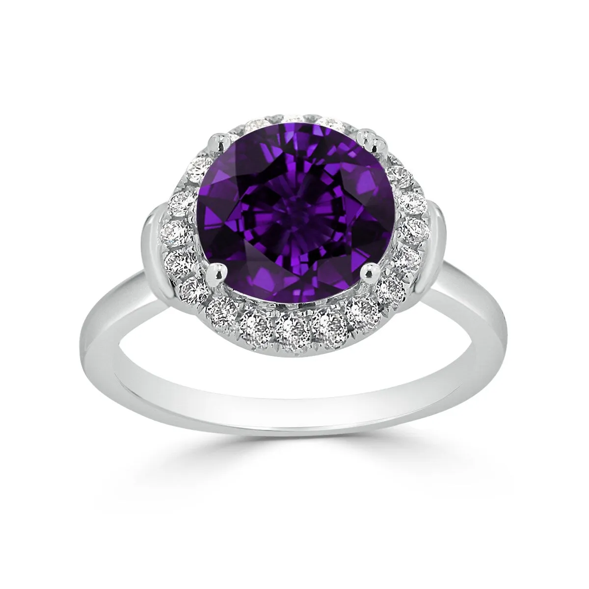 Auriya 2 1/5ct Round Purple Amethyst and Halo Diamond Engagement Ring 1/4ctw 14k Gold sold by Zulily product image thumbnail 3