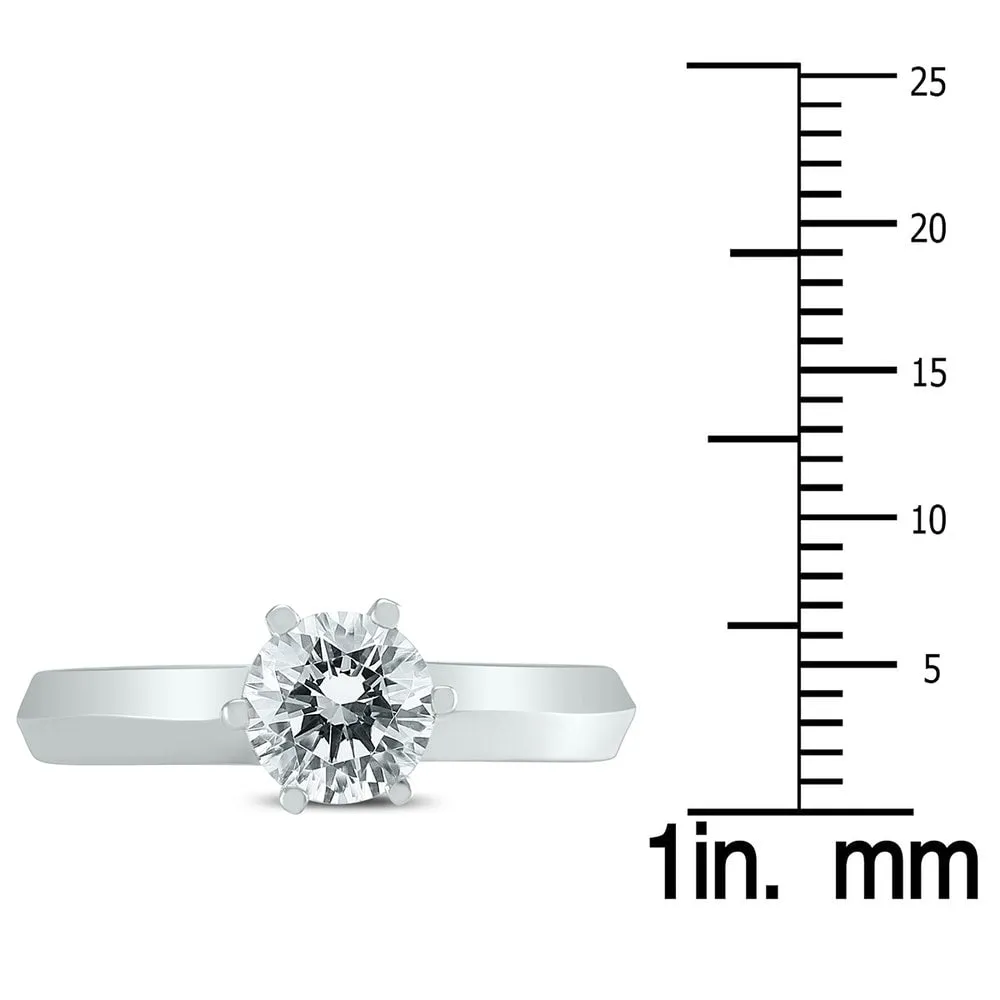 AGS Certified 1 Carat Knife Edge Diamond Solitaire Ring in 14K White Gold sold by Zulily product image thumbnail 4