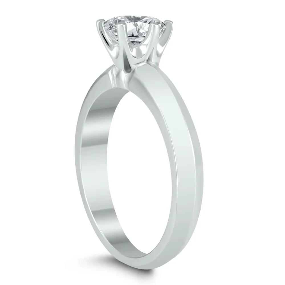 AGS Certified 1 Carat Knife Edge Diamond Solitaire Ring in 14K White Gold sold by Zulily product image thumbnail 3