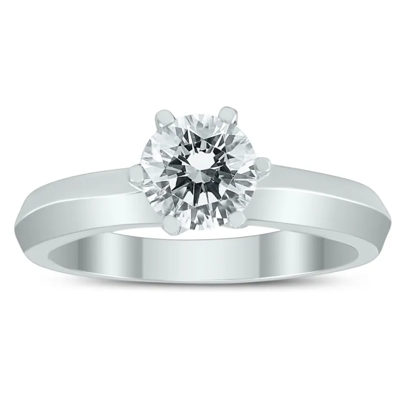 AGS Certified 1 Carat Knife Edge Diamond Solitaire Ring in 14K White Gold made by Zulily