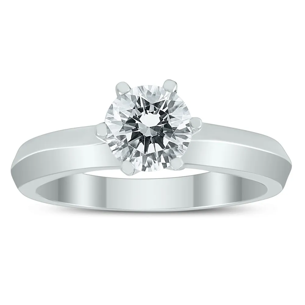 AGS Certified 1 Carat Knife Edge Diamond Solitaire Ring in 14K White Gold sold by Zulily