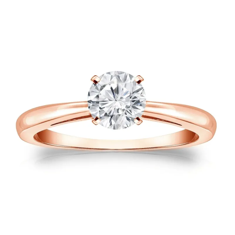 Auriya 14k Gold Brilliant Round 1/2 carat Moissanite Solitaire Engagement Ring sold by Zulily