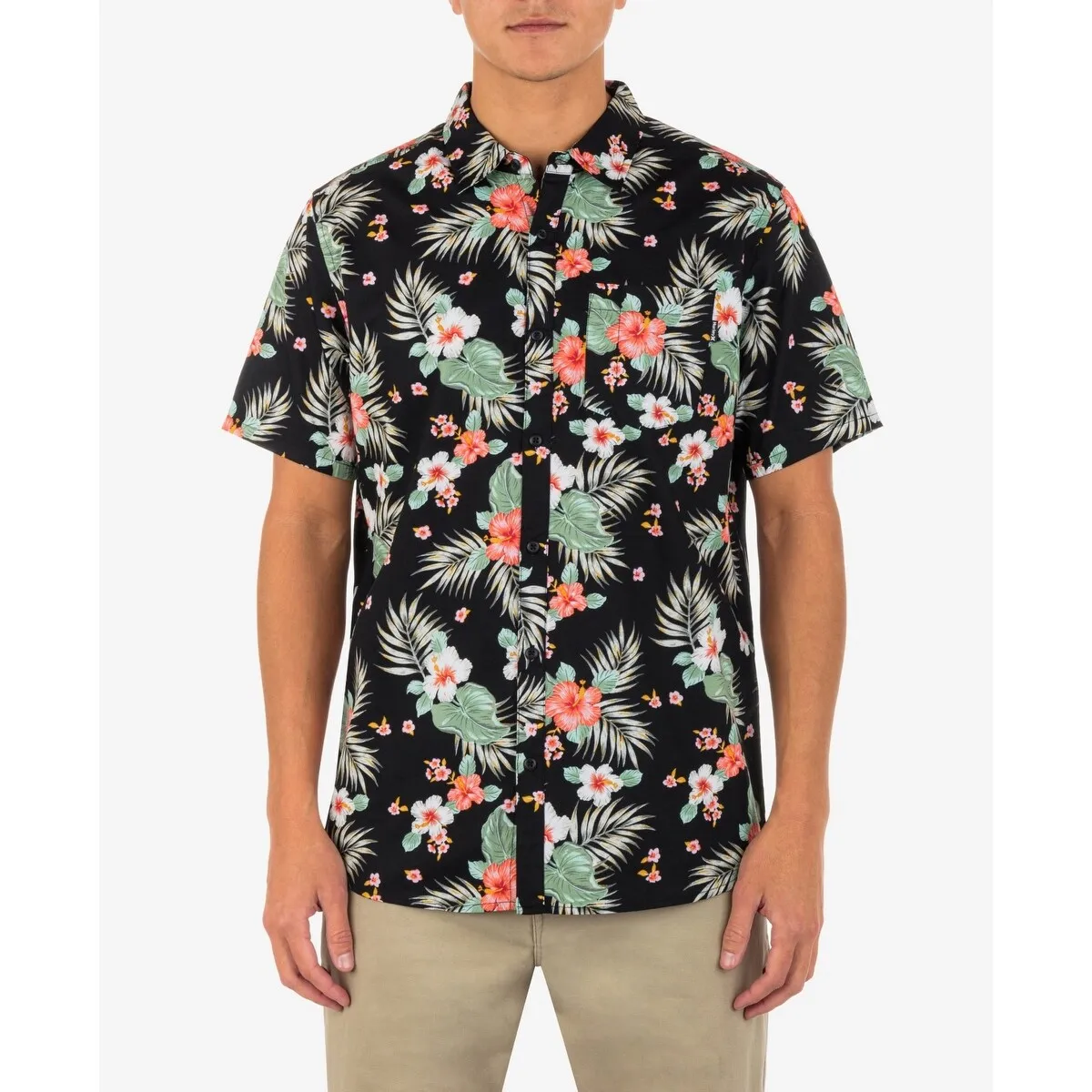 Hurley Men's Wedge Woven Short Sleeve Button-Up Shirt Black Size XX-Large sold by Zulily