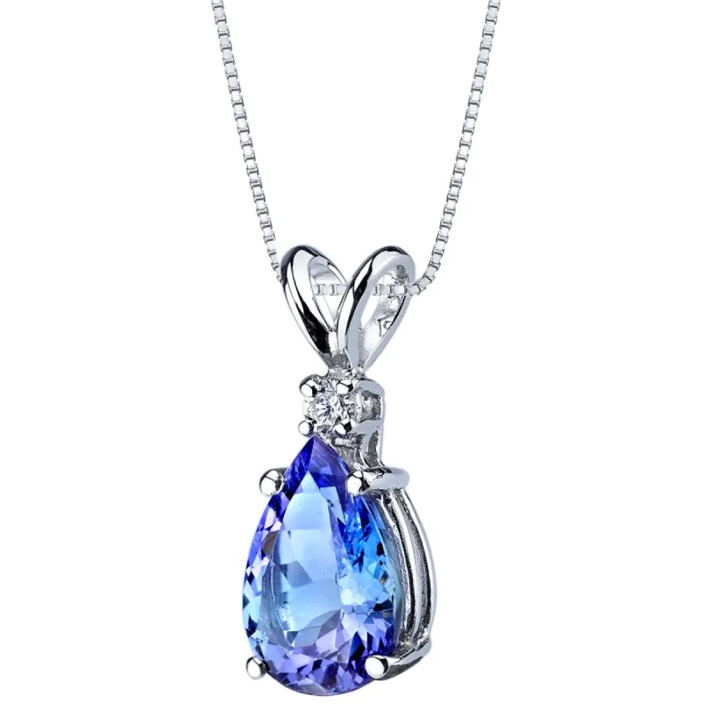 Oravo 14k White Gold 2.25 ct Tanzanite Diamond Tear Drop Pendant sold by Zulily