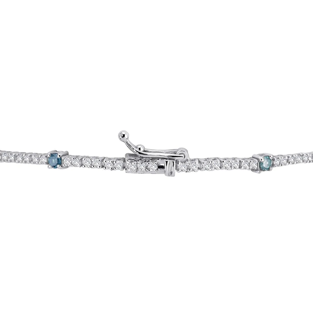 14k White Gold 1 1/2ct TDW Blue and White Diamond Tennis Bracelet sold by Zulily product image thumbnail 2