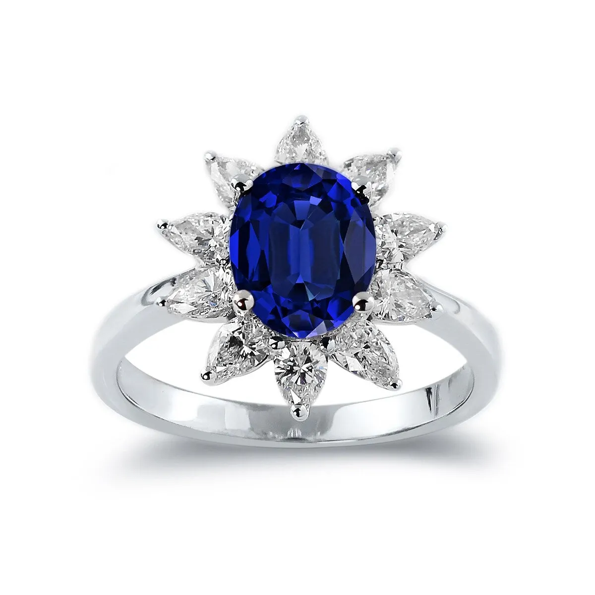 Auriya 18k Gold 2 1/3ct Royal Blue Oval Sapphire and Halo Diamond Engagement Ring 7/8ct TDW sold by Zulily product image thumbnail 2