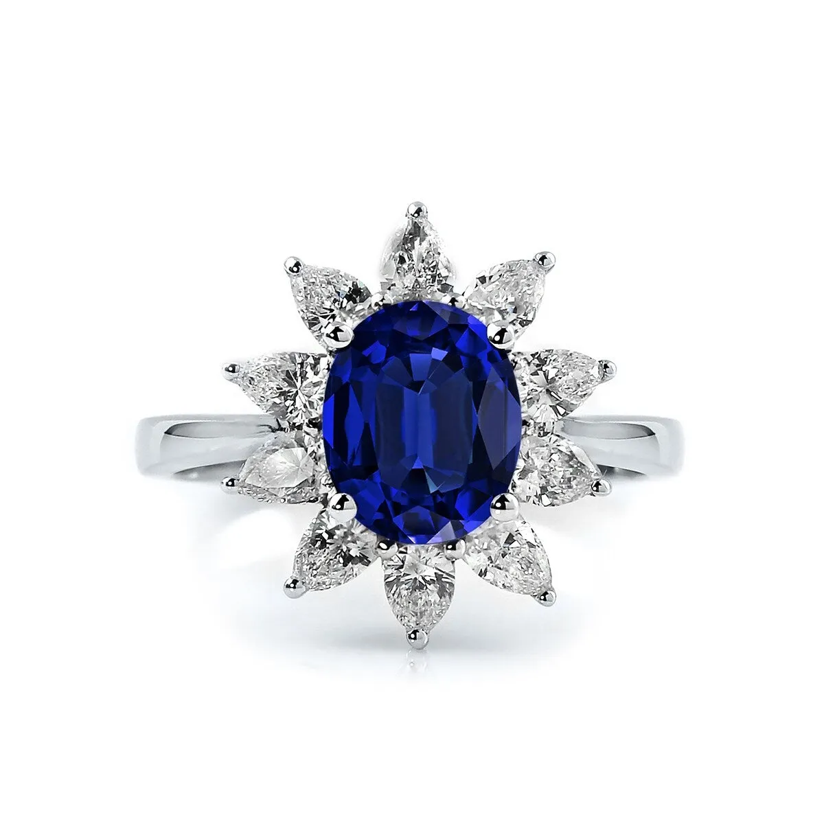 Auriya 18k Gold 2 1/3ct Royal Blue Oval Sapphire and Halo Diamond Engagement Ring 7/8ct TDW sold by Zulily product image thumbnail 3