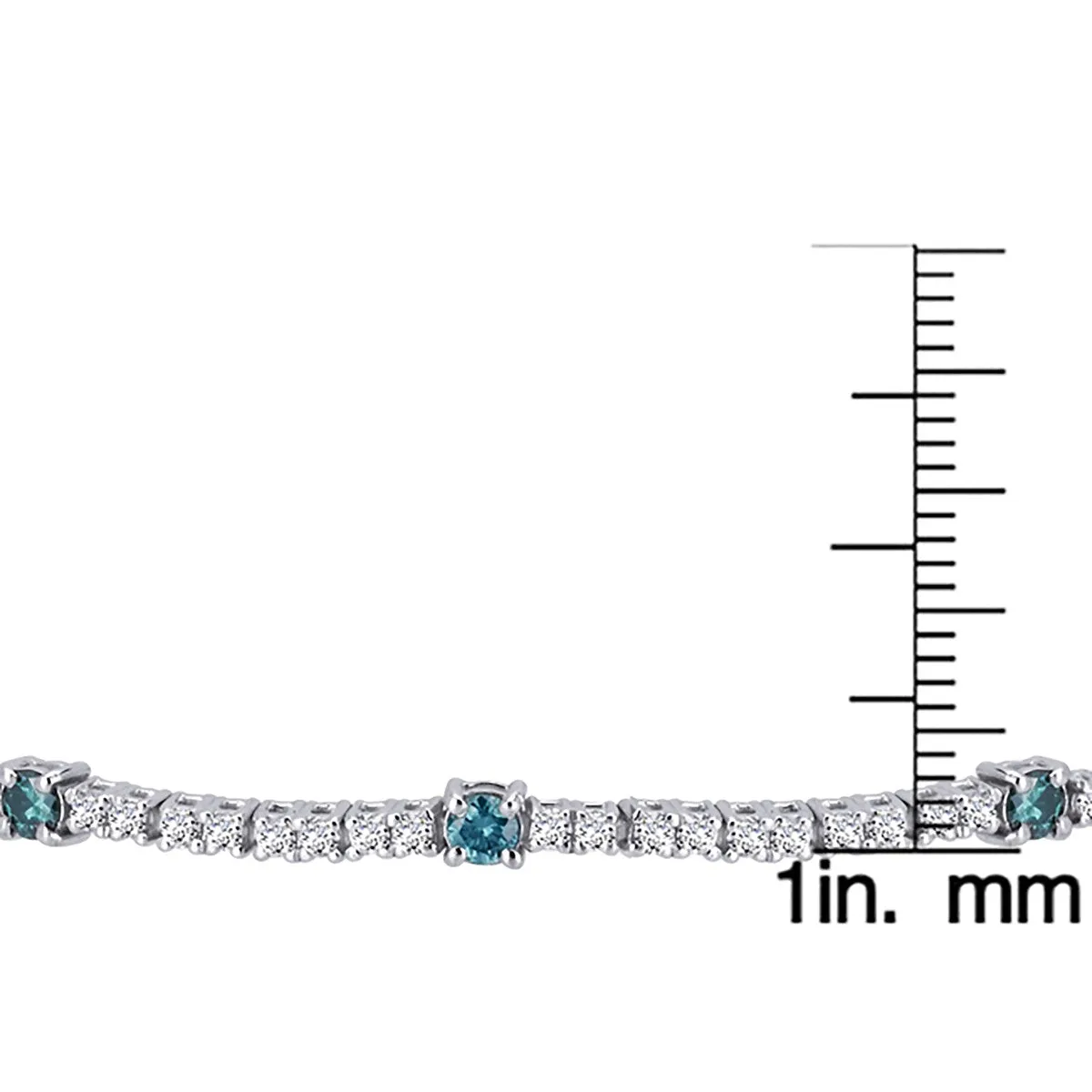 14k White Gold 1 1/2ct TDW Blue and White Diamond Tennis Bracelet sold by Zulily product image thumbnail 3