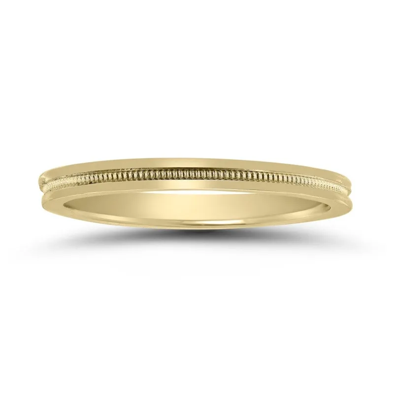 2MM Center Milgrain Wedding Band in 14K Yellow Gold sold by Zulily