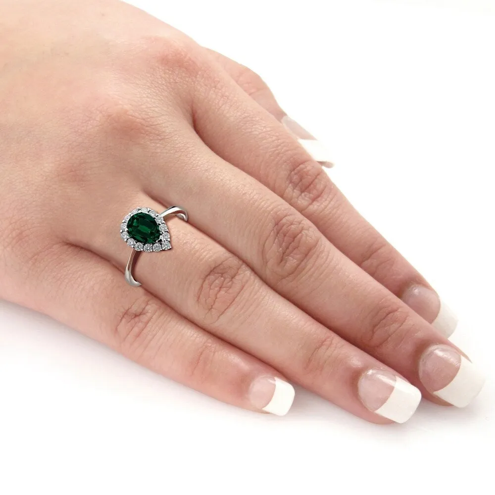 Auriya 1ct Pear Shape Emerald Halo Diamond Engagement Ring 1/3ctw 18K Gold sold by Zulily product image thumbnail 5