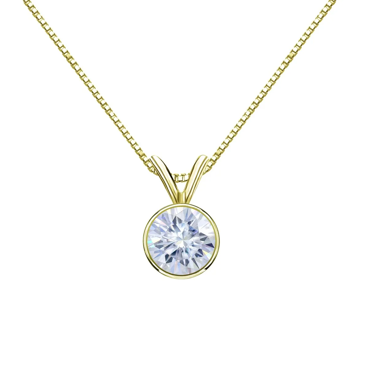 Auriya 18k Gold 1 1/2ctw Solitaire Moissanite Necklace Bezel-set - 7.4 mm - 7.4 mm sold by Zulily product image thumbnail 3