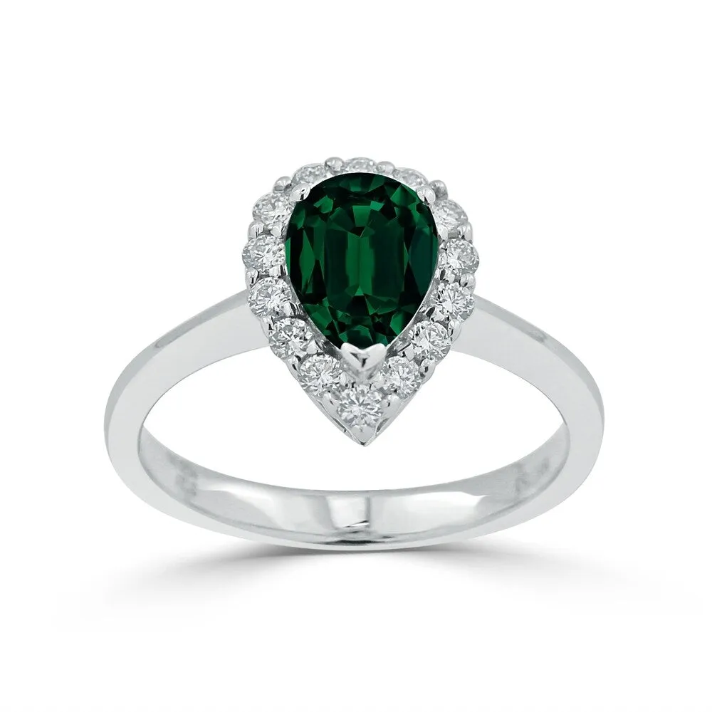 Auriya 1ct Pear Shape Emerald Halo Diamond Engagement Ring 1/3ctw 18K Gold sold by Zulily