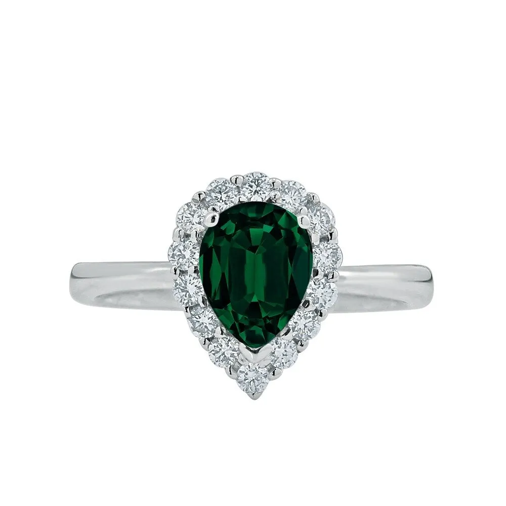 Auriya 1ct Pear Shape Emerald Halo Diamond Engagement Ring 1/3ctw 18K Gold sold by Zulily product image thumbnail 2