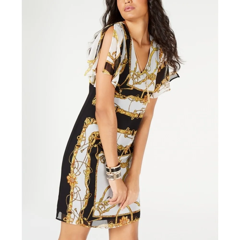 Thalia Sodi Women's Printed Necklace Shift Dress Black Size XX-Large sold by Zulily