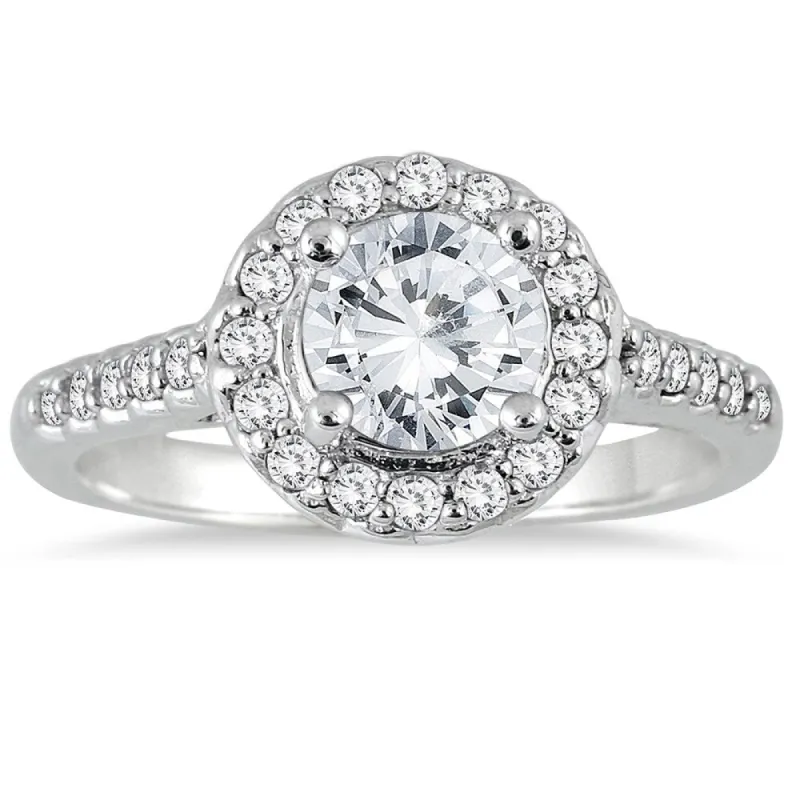 AGS Certified 1 1/4 Carat TW Diamond Halo Engagement Ring in 14K White Gold (J-K Color, I2-I3 Clarity) sold by Zulily