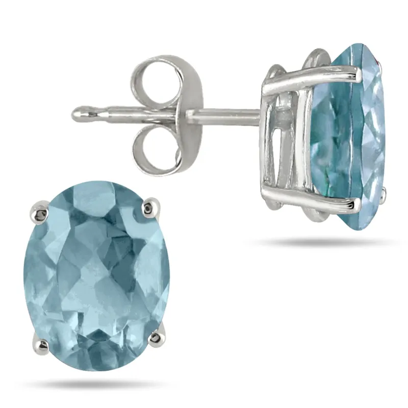 5x3MM All Natural Oval Aquamarine Stud Earrings in .925 Sterling Silver sold by Zulily