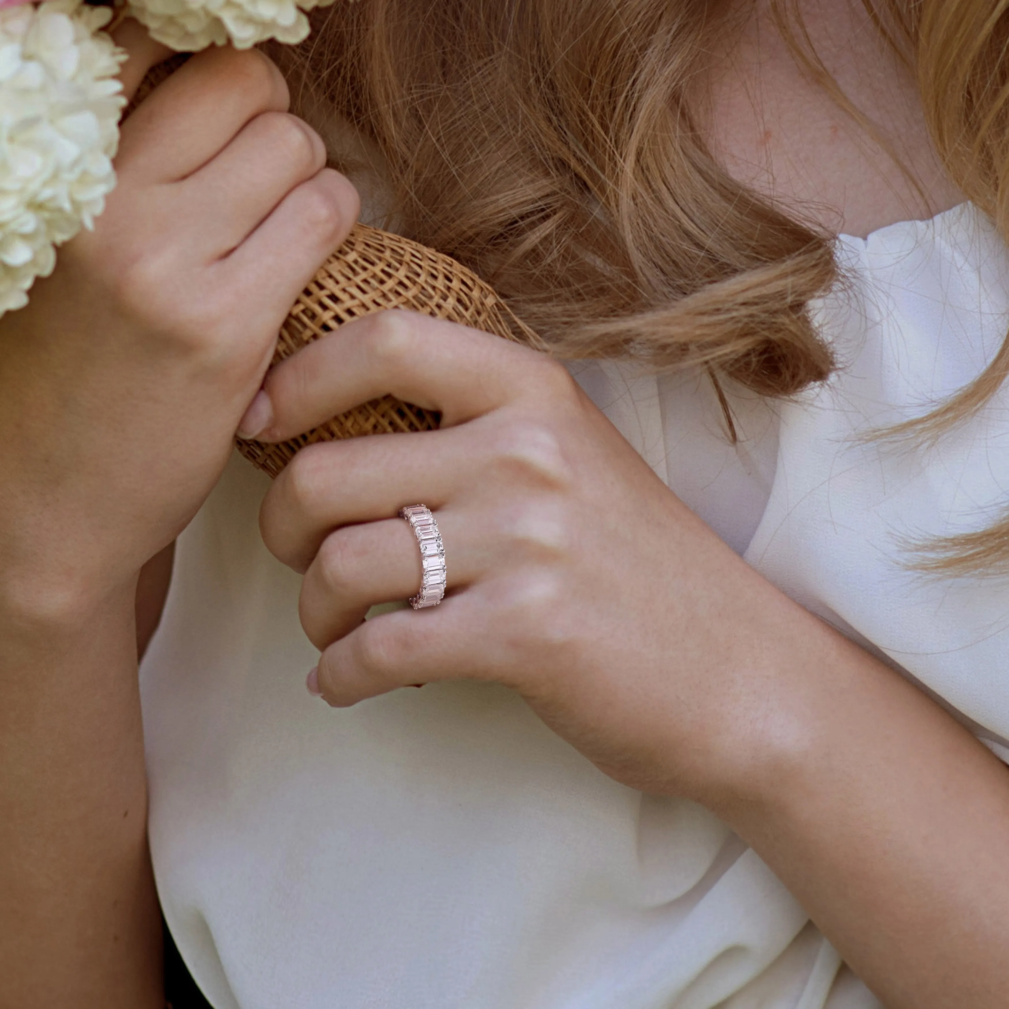 Miadora 6ct DEW Emerald Cut Created Moissanite Eternity Ring in 14k White Gold sold by Zulily product image thumbnail 5