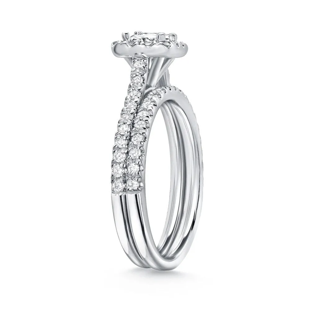 Auriya Platinum 1ctw Princess-cut Halo Diamond Engagement Ring Set sold by Zulily product image thumbnail 4