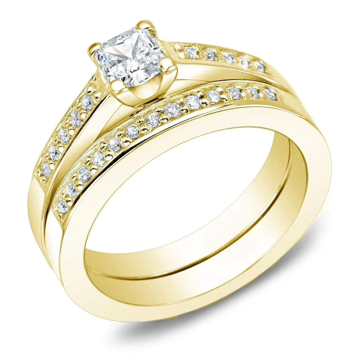 Auriya 14k Gold 1ctw Princess Cut Diamond Engagement Ring Set (I-J, I1-I2) sold by Zulily product image thumbnail 3