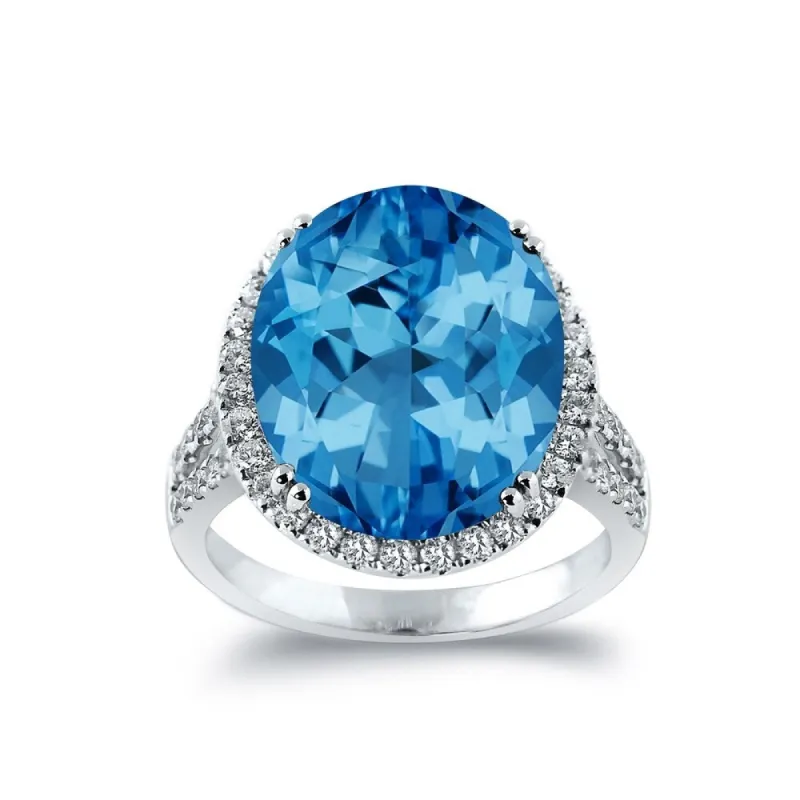 Auriya 8 7/8ct Oval-cut Blue Topaz and Halo Diamond Ring 5/8ctw 18K Gold sold by Zulily
