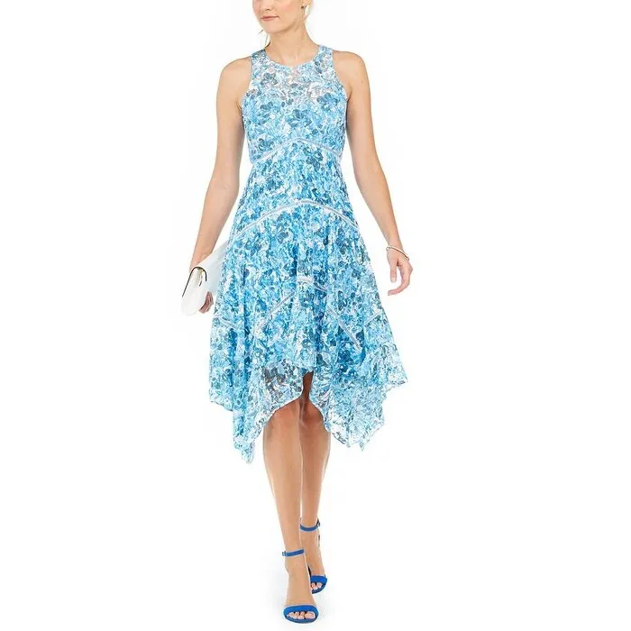 Taylor Women's Floral Lace MIDI Dress Blue Size 14 sold by Zulily