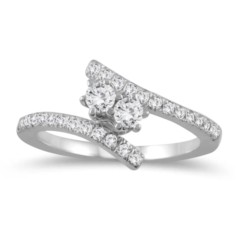 1/2 Carat TW Two Stone Diamond Ring in 10K White Gold sold by Zulily