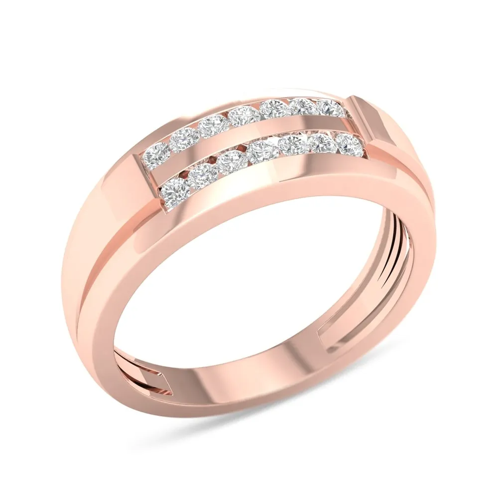 De Couer 10k Rose Gold 1/4 ct TDW Diamond Men's Wedding Band sold by Zulily product image thumbnail 2