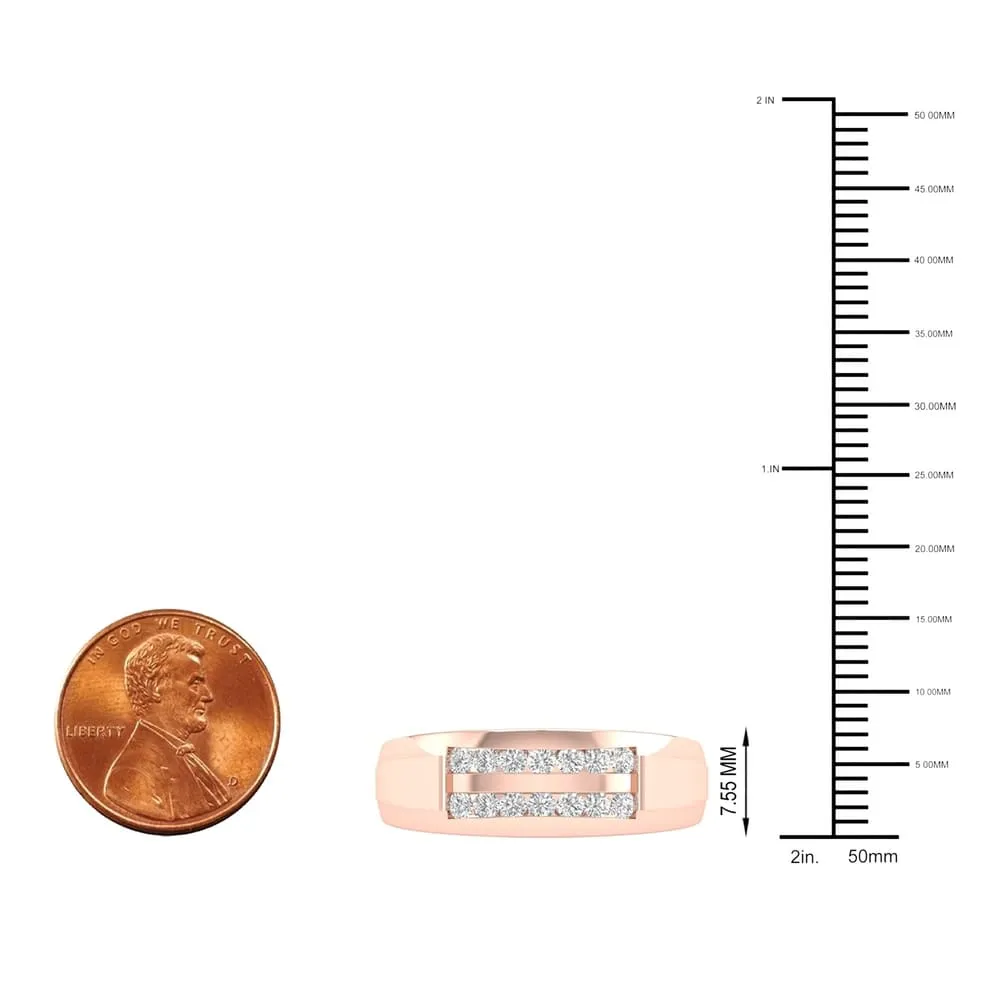 De Couer 10k Rose Gold 1/4 ct TDW Diamond Men's Wedding Band sold by Zulily product image thumbnail 4