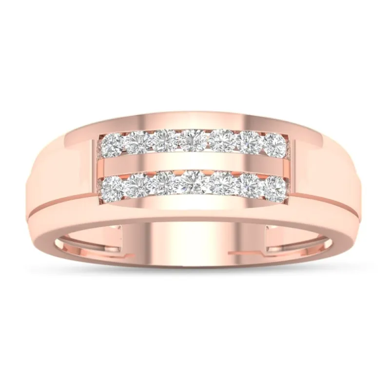 De Couer 10k Rose Gold 1/4 ct TDW Diamond Men's Wedding Band sold by Zulily