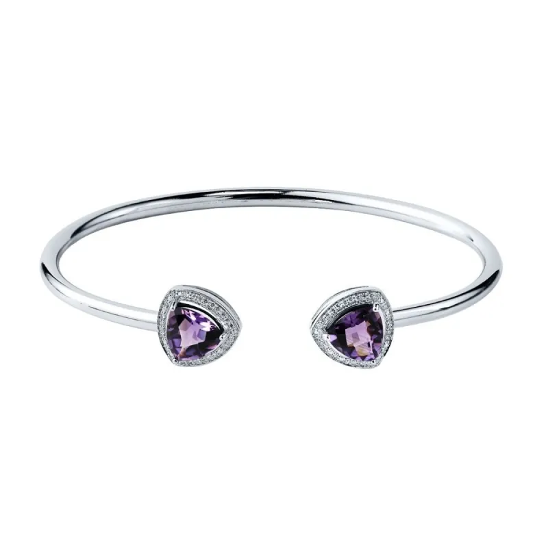 Auriya 3ct Trillion-Cut Purple Amethyst Gold over Silver Bangle Bracelet with Diamond Accents sold by Zulily