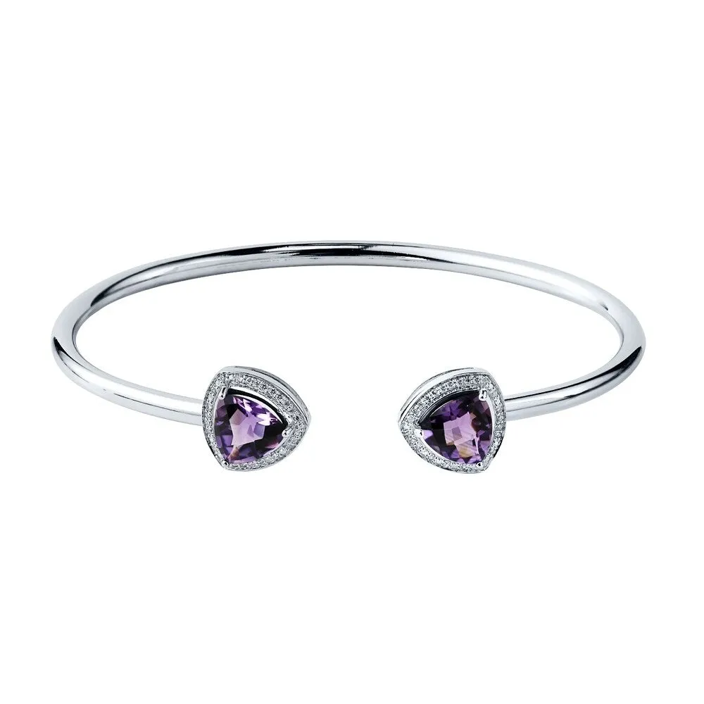 Auriya 3ct Trillion-Cut Purple Amethyst Gold over Silver Bangle Bracelet with Diamond Accents sold by Zulily