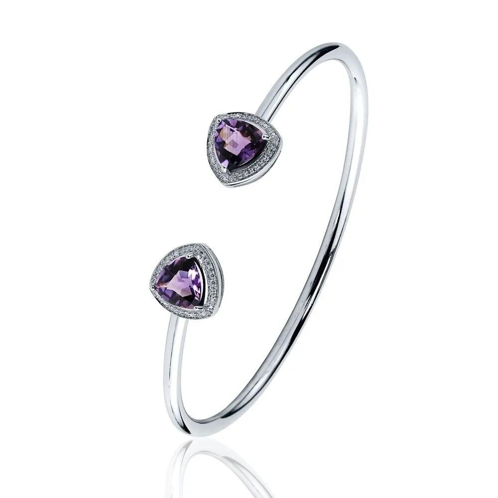Auriya 3ct Trillion-Cut Purple Amethyst Gold over Silver Bangle Bracelet with Diamond Accents sold by Zulily product image thumbnail 4