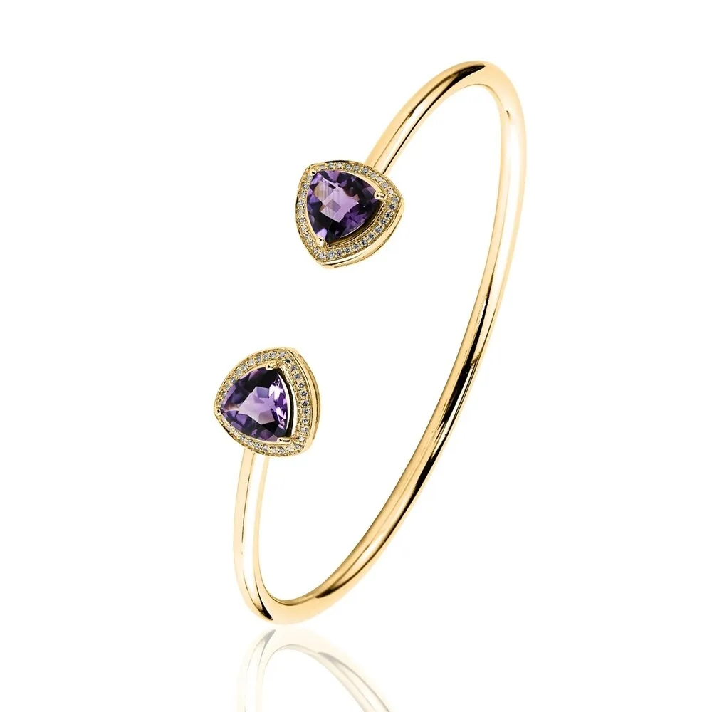 Auriya 3ct Trillion-Cut Purple Amethyst Gold over Silver Bangle Bracelet with Diamond Accents sold by Zulily product image thumbnail 5