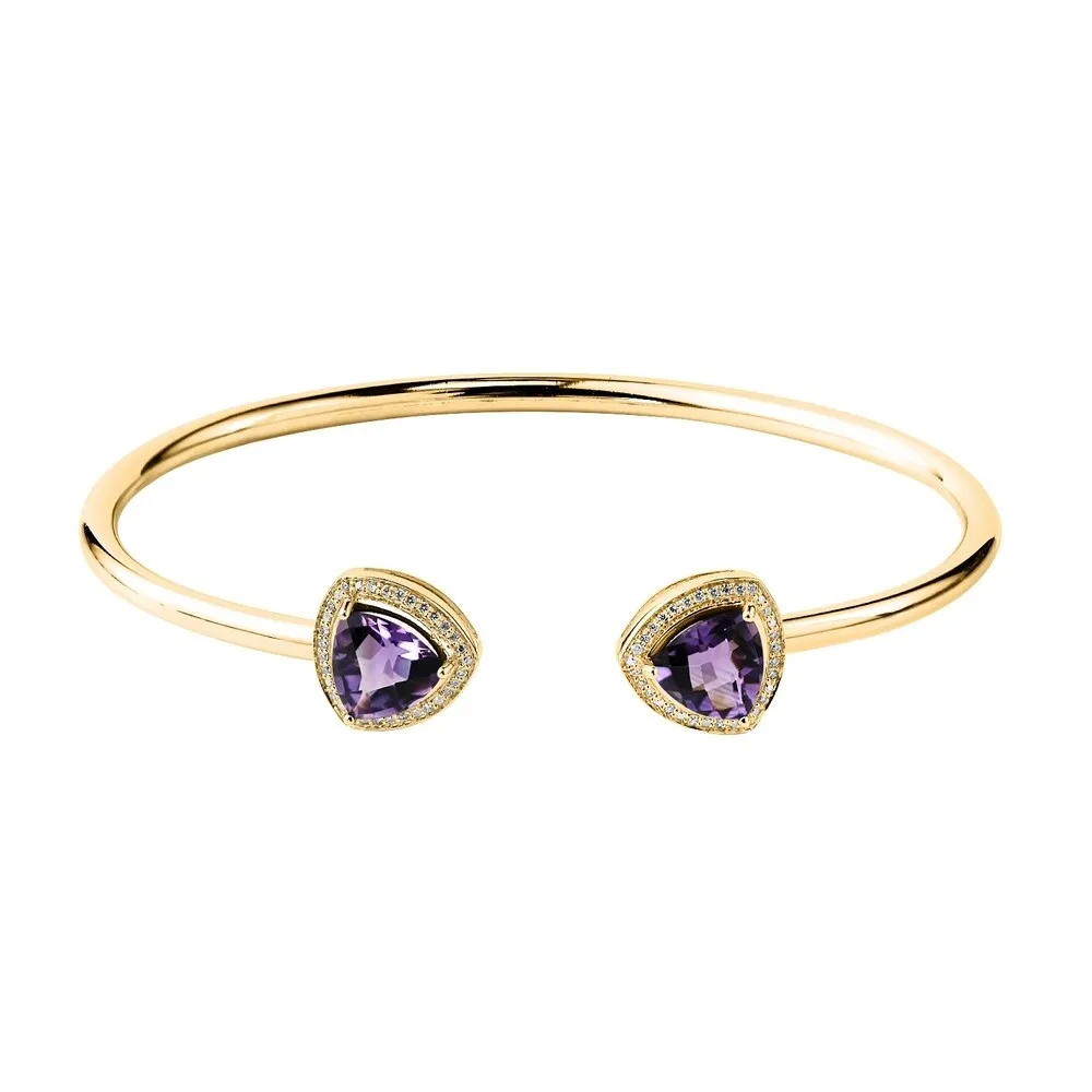 Auriya 3ct Trillion-Cut Purple Amethyst Gold over Silver Bangle Bracelet with Diamond Accents sold by Zulily product image thumbnail 2