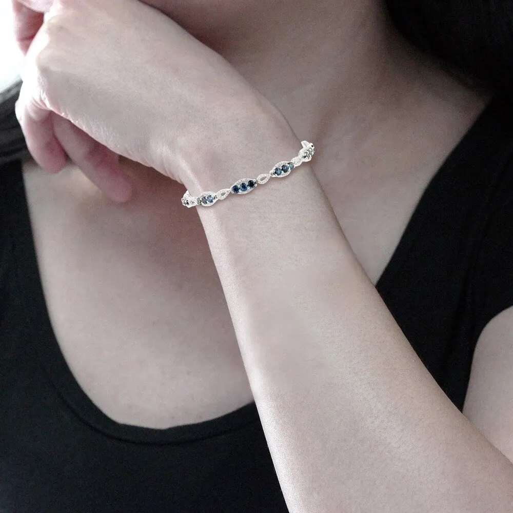 Auriya Platinum 6 1/3ct Blue Sapphire and 1/2ct TDW Diamond Bracelet sold by Zulily product image thumbnail 2