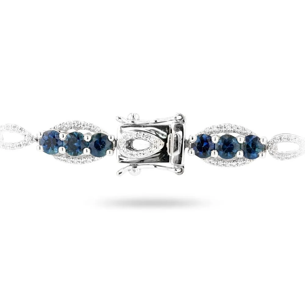 Auriya Platinum 6 1/3ct Blue Sapphire and 1/2ct TDW Diamond Bracelet sold by Zulily product image thumbnail 4