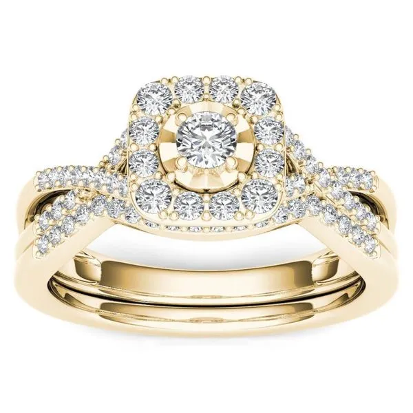 De Couer 10k Yellow Gold 2/5ct TDW Diamond Halo Engagement Ring Set with One Band sold by Zulily product image thumbnail 5