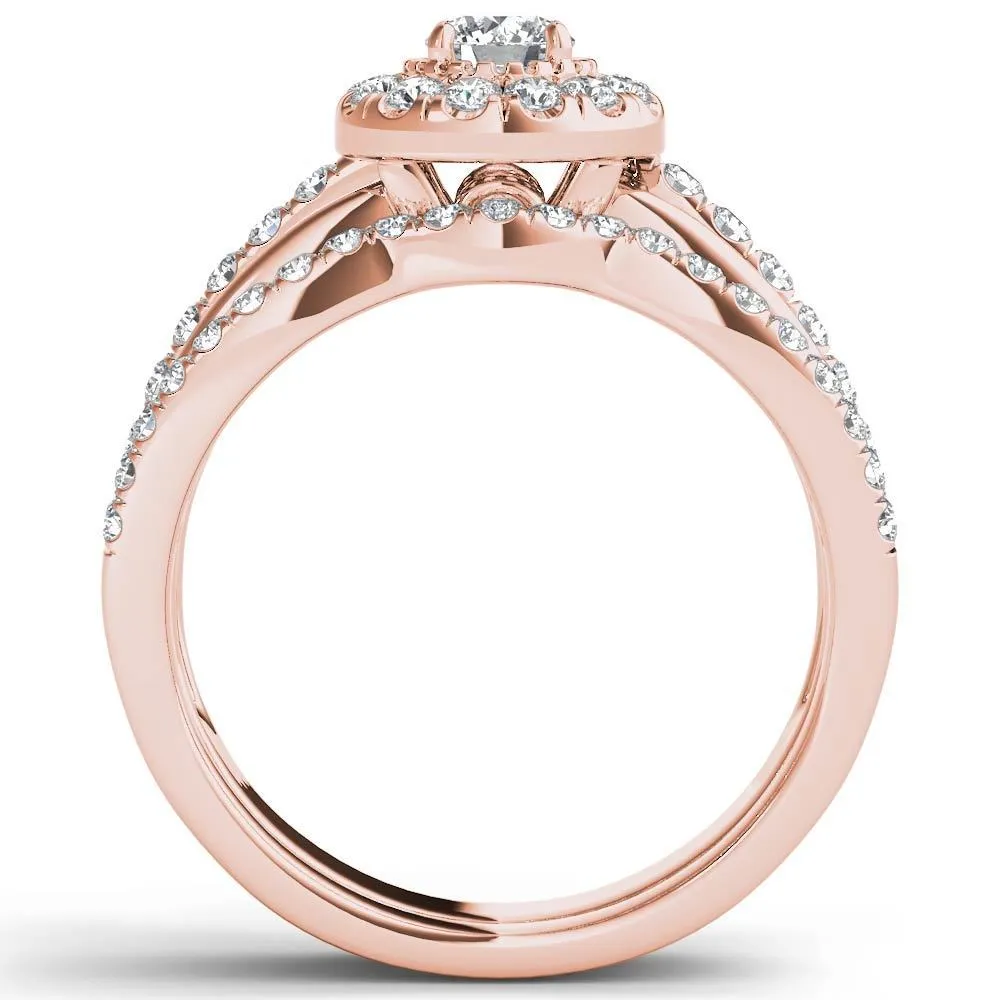 De Couer 14k Rose Gold 3/4ct TDW Diamond Halo Bridal Set sold by Zulily product image thumbnail 3