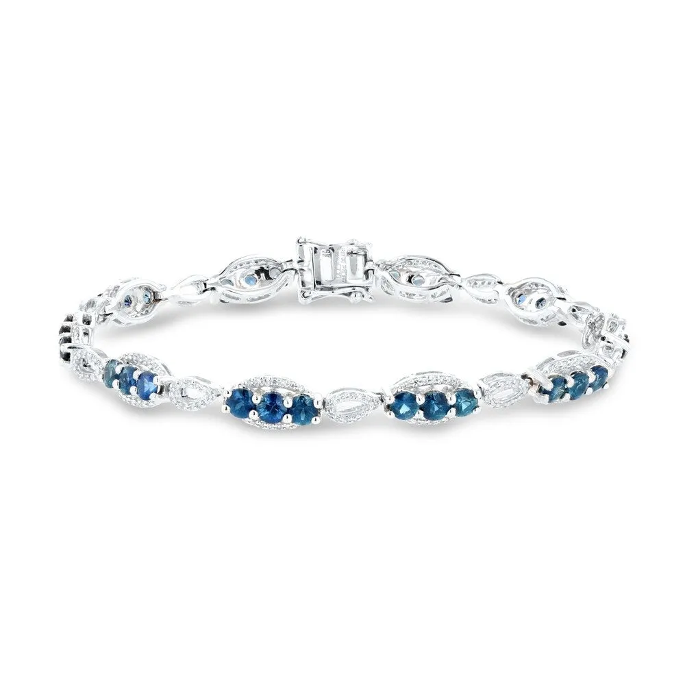 Auriya Platinum 6 1/3ct Blue Sapphire and 1/2ct TDW Diamond Bracelet sold by Zulily product image thumbnail 3