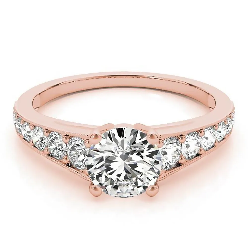 Auriya 2ct Round Moissanite and 3/8ctw Diamond Engagement Ring 14k Gold sold by Zulily product image thumbnail 3
