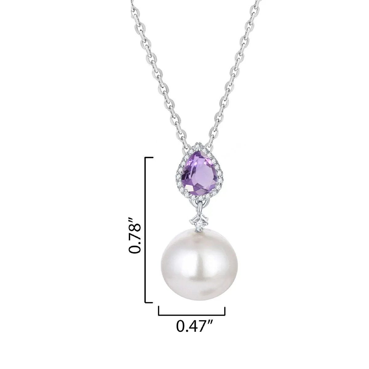 Sterling Silver Natural Amethyst and Shell Pearl Drop Pendant Necklace 18" Chain sold by Zulily product image thumbnail 3