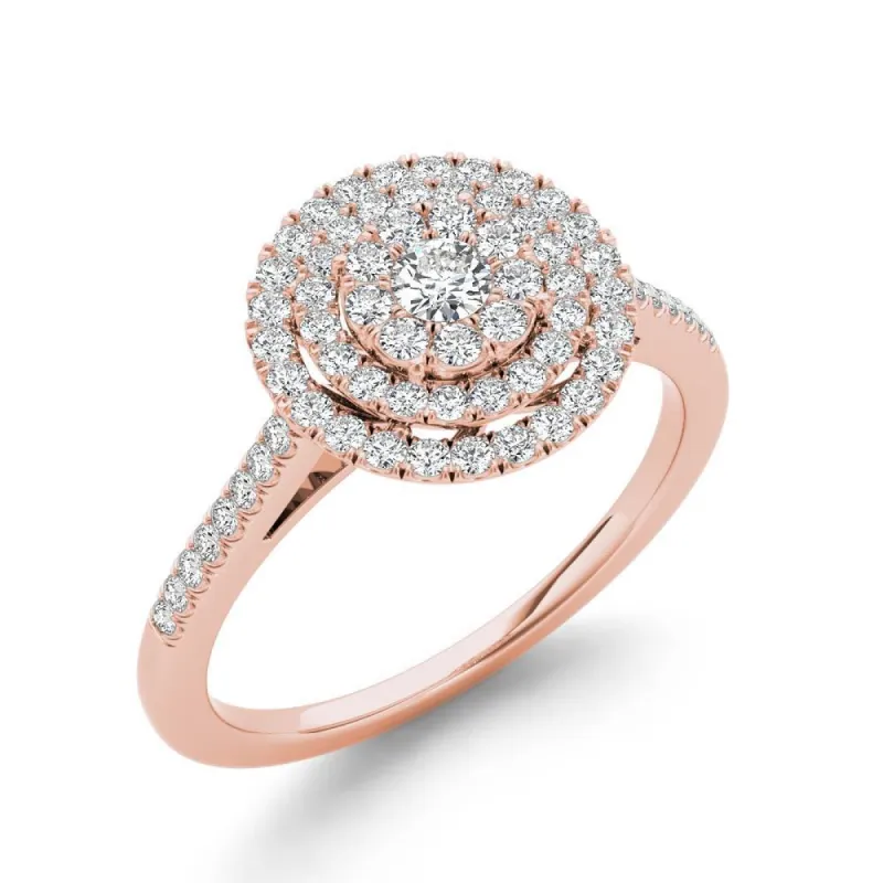 De Couer IGI Certified 1/2ct TDW Diamond Double Frame Engagement Ring - Pink sold by Zulily