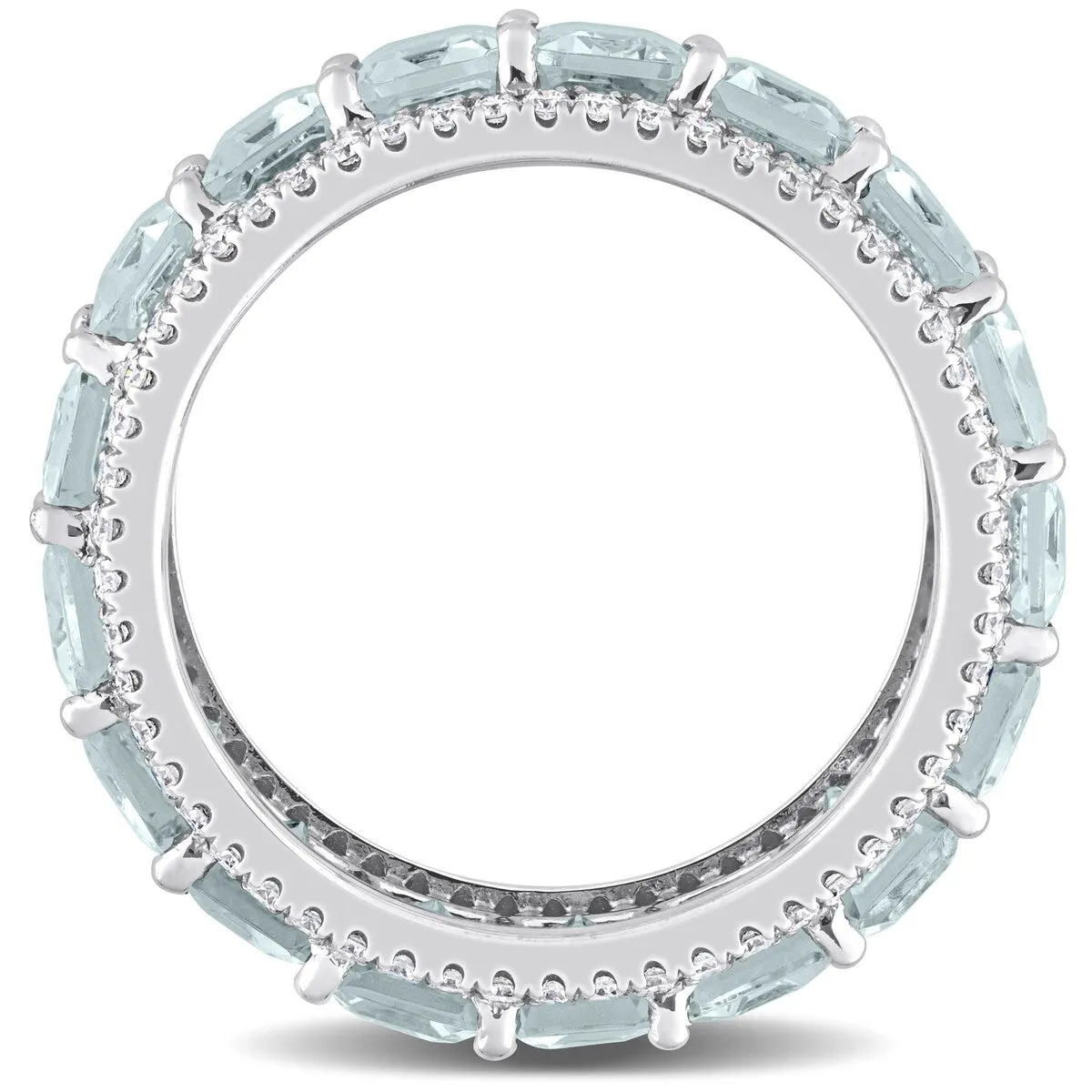 Miadora 14k White Gold 9 1/3ct TGW Aquamarine & 5/8ct TDW Diamond Eternity Wedding Band Ring sold by Zulily product image thumbnail 5