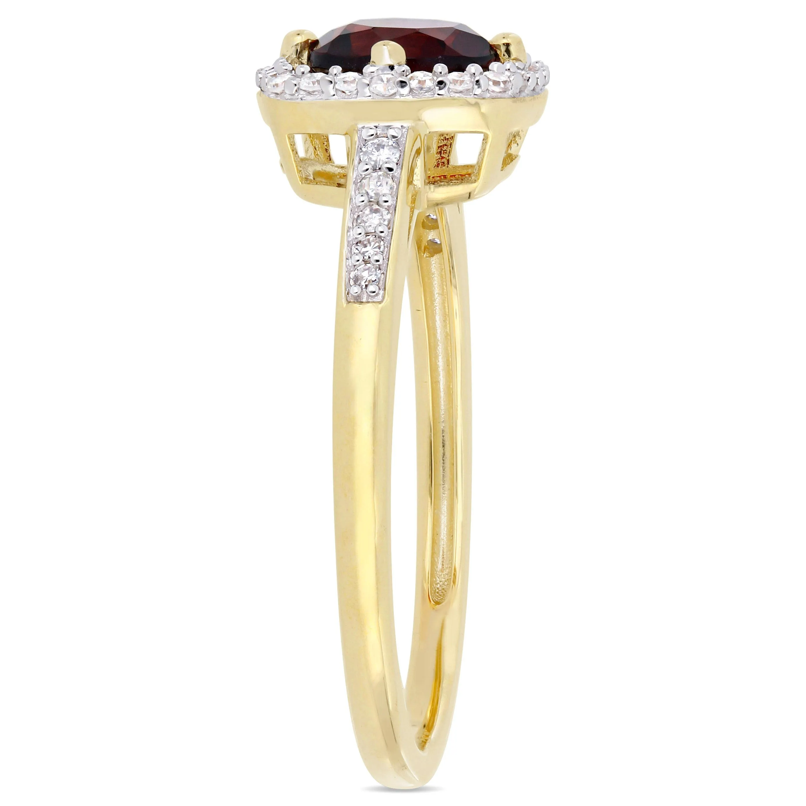 Miadora 1ct TGW Garnet and 1/7ct TW Diamond Halo Ring in 10k Yellow Gold sold by Zulily product image thumbnail 2